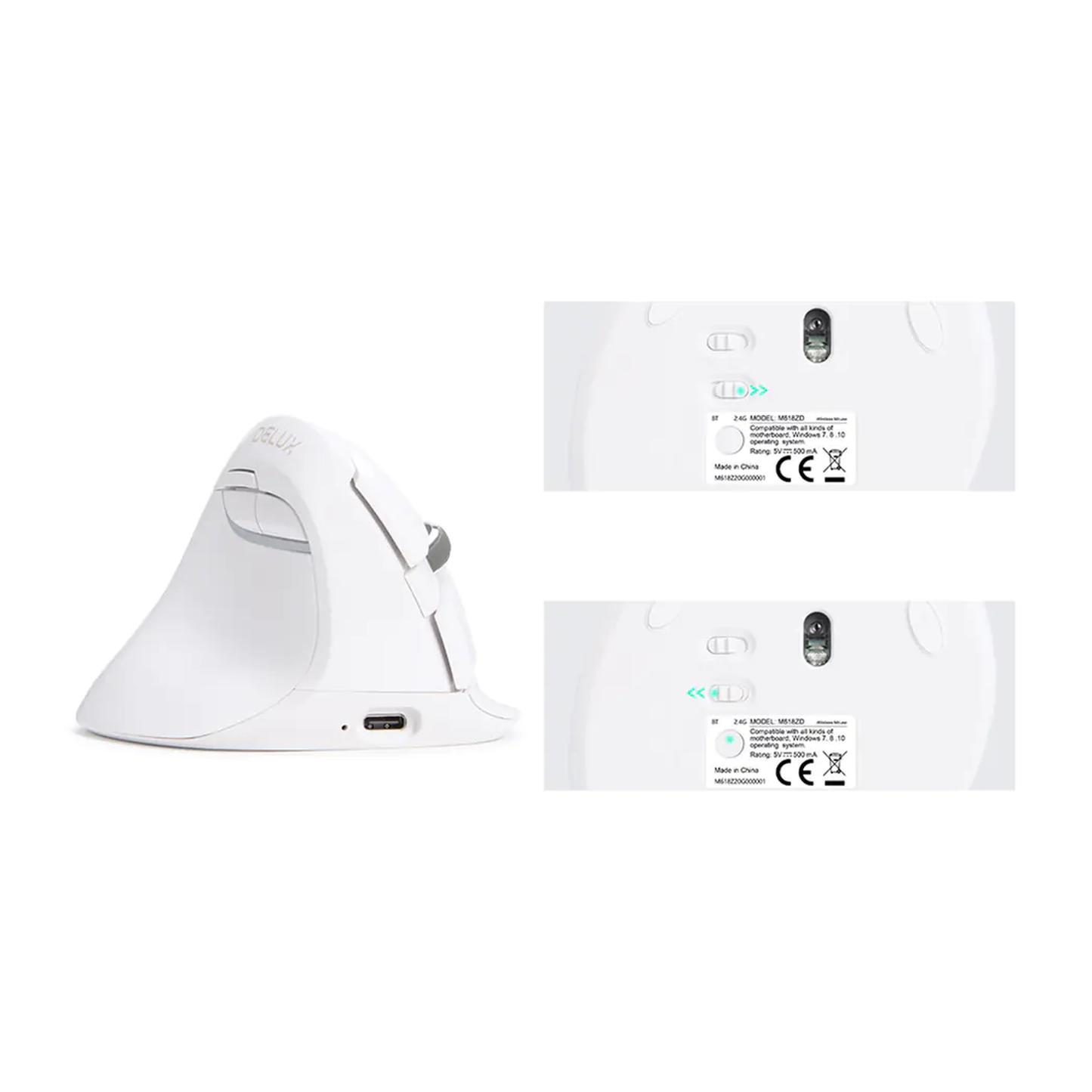 Delux M618ZD Mini Draadloos Linkshandig - Ice Wit