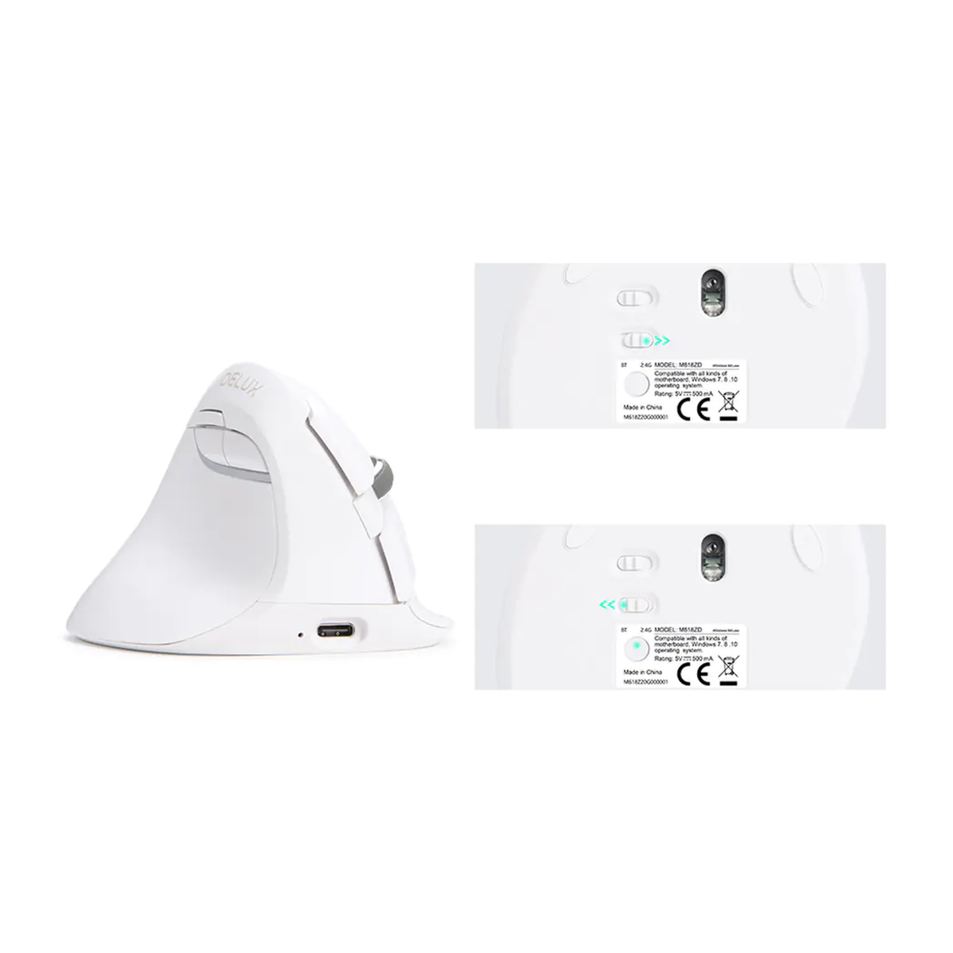 Delux M618ZD Mini Draadloos Linkshandig - Ice Wit