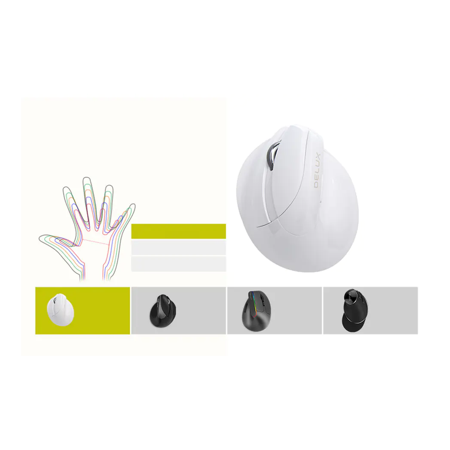 Delux M618ZD Mini Draadloos Linkshandig - Ice Wit