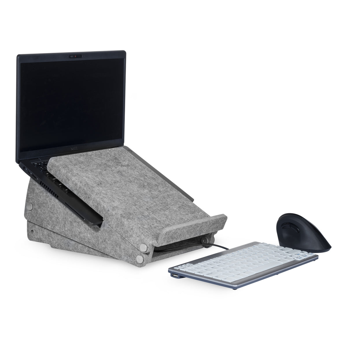BakkerElkhuizen Ergo-Top 320 Circular Grijs Laptopstandaard - gebruik met laptop, los toetsenbord en muis